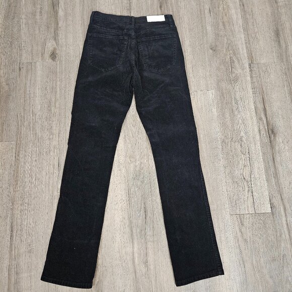 Re/Done size 25 Black Corduroy Pants Jeans Straight Mid Rise - Picture 3 of 8